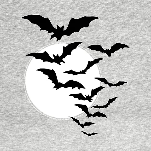 Bats Flying Across a Full Moon by VernenInk